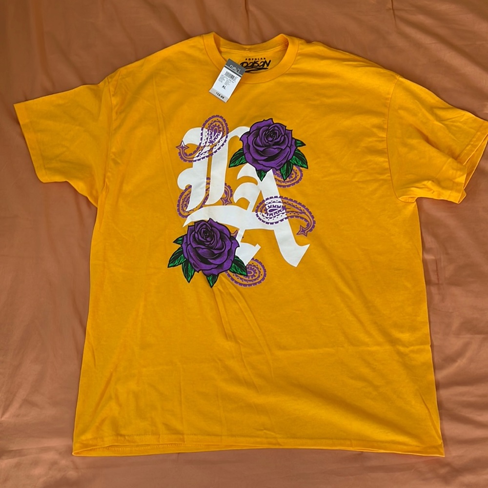 Dark Yellow LA Purple Rose Graphic Tee